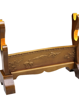 双层实木展示笛子横放刀剑架