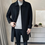 店主风韩版中长款腰带大衣毛呢风衣英伦外套D203834p420控699，男装风衣，电商D203(原钱塘6011)