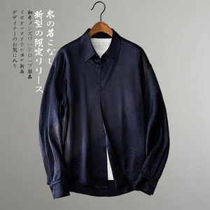 总裁轻奢风 2025新醋酸休闲舒适衬衫藏青D203-98006P195图片