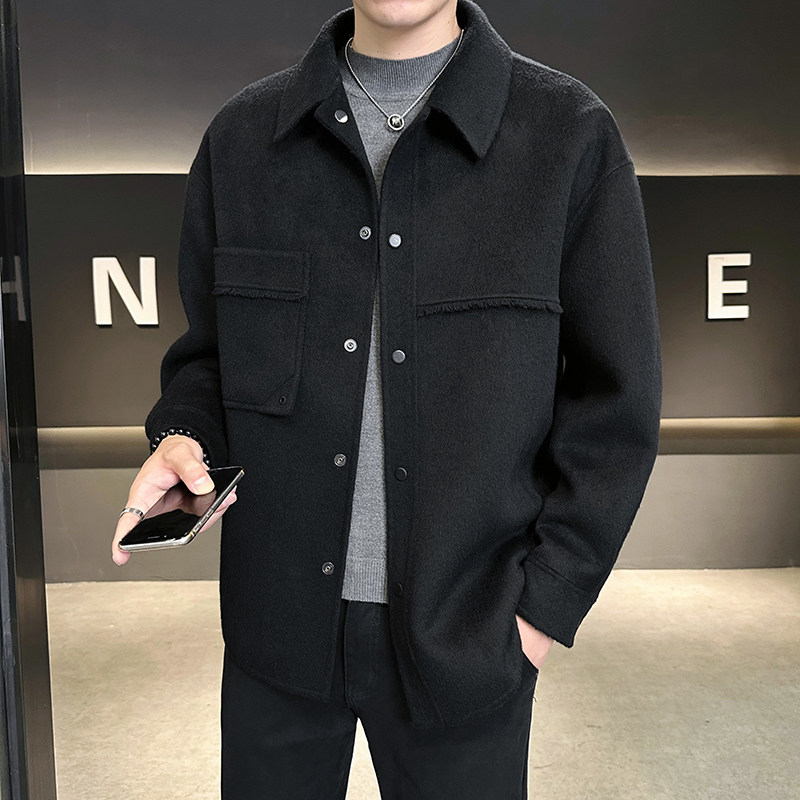 店主风长毛双面呢毛呢大衣衬衫版男士青年D203-68309P335控599,男装衬衫,电商D203(原钱塘6011)