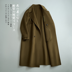 澳洲羊毛毛呢大衣长款英伦风风衣西装领外套绿色1851P575控958图片