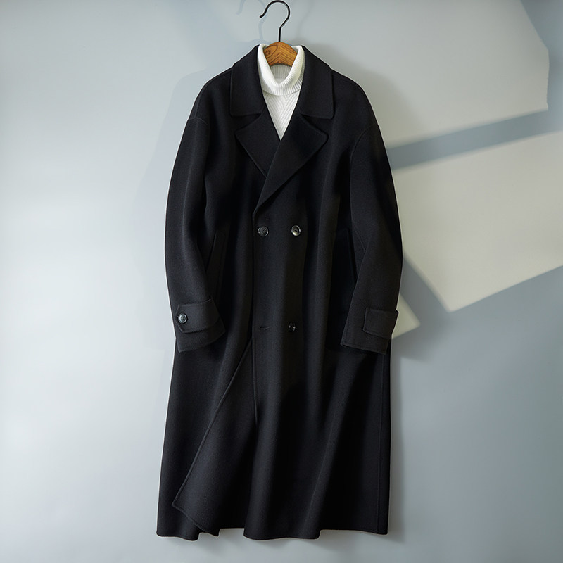 西服领韩版大衣 大气双排扣休闲毛呢风衣外套D203-8137P485控788图片