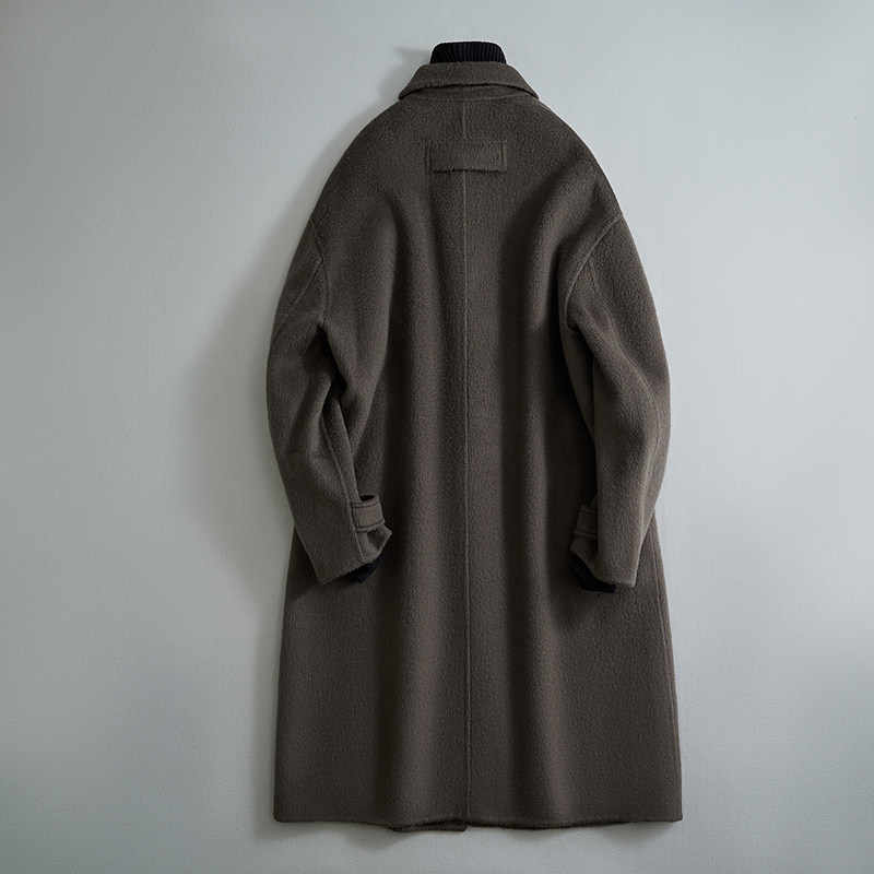 日系毛呢大衣衬衫领长款风衣羊毛外套秋冬外套D203-005P560控899,男装衬衫,电商D203(原钱塘6011)