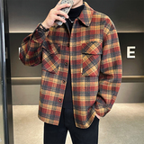 店主风毛呢夹克英伦外套双面呢衬衫格子大衣D203-68243P335控599，男装夹克，电商D203(原钱塘6011)