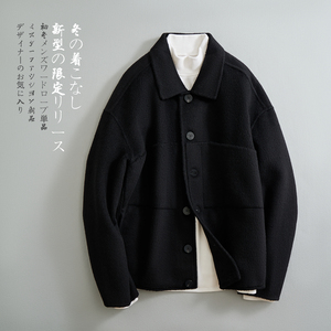 日系长毛呢大衣衬衫领外套保暖双面呢休闲夹克 D203-058P465控659图片