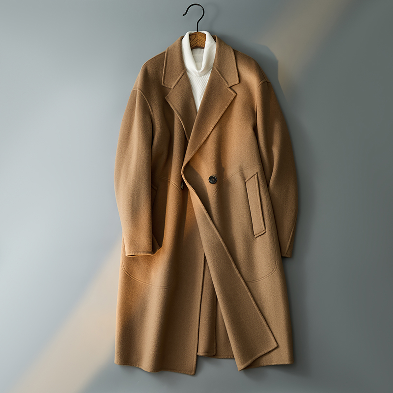 2024双面呢韩版呢子大衣简约毛呢外套风衣D203-546P555控798，男装风衣，电商D203(原钱塘6011)