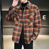 店主风毛呢夹克英伦外套双面呢衬衫格子大衣D203-68243P335控599，男装夹克，电商D203(原钱塘6011)