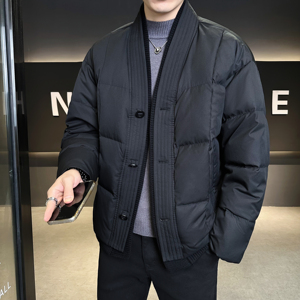 V领新中式羽绒服假两件毛线拼接加厚冬装QT6016-25118P400控699图片