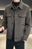 店主风长毛混色双面呢男士夹克青年毛呢大衣D203-68057P335控599，男装夹克，电商D203(原钱塘6011)