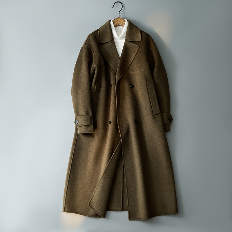 毛呢大衣双面呢长款英伦风风衣羊毛西装领外套1851P575控958，男装西服套装，电商D203(原钱塘6011)