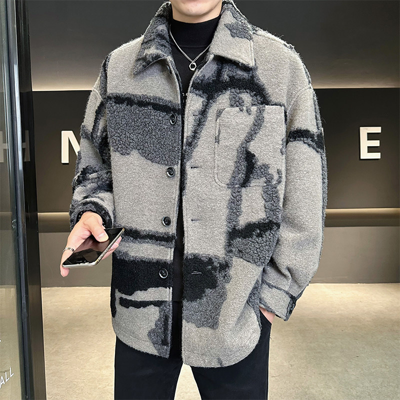 店主风韩版羊毛衬衫立体纹理夹克毛呢大衣D203-66315P395控595,男装夹克,电商D203(原钱塘6011)