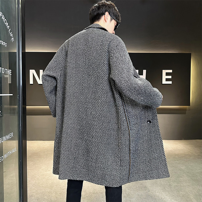 店主风宽斜纹双面呢大衣撞色毛呢英伦风衣D203-2050P495控695,男装风衣,电商D203(原钱塘6011)