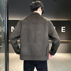 店主风长毛混色双面呢 男士夹克青年毛呢大衣D203-68057P335控599图片