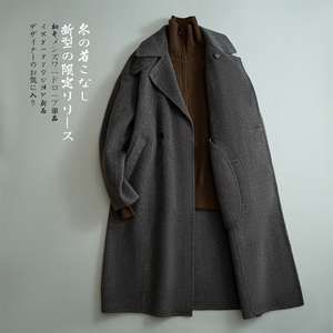 澳洲羊毛毛呢大衣长款英伦风风衣西装领外套混灰色88388P635控988图片