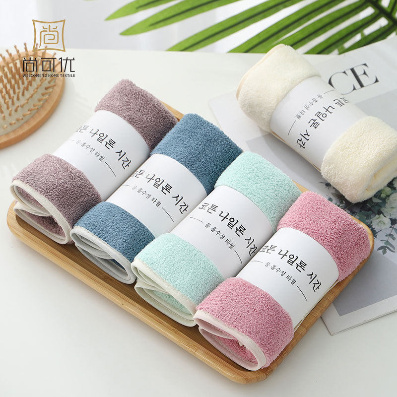 5条装珊瑚绒小毛巾30*60cm加厚强吸水不掉毛儿童洗脸毛巾出口韩国