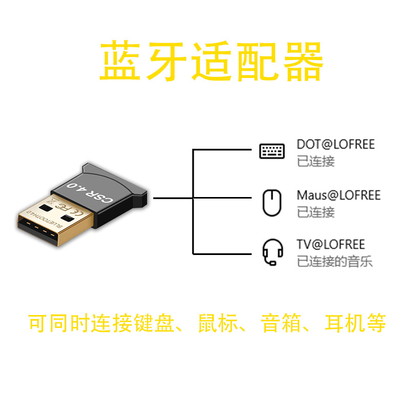 厂USB电脑蓝牙适配器40无线音频接收器win810免驱台式机适用洛促