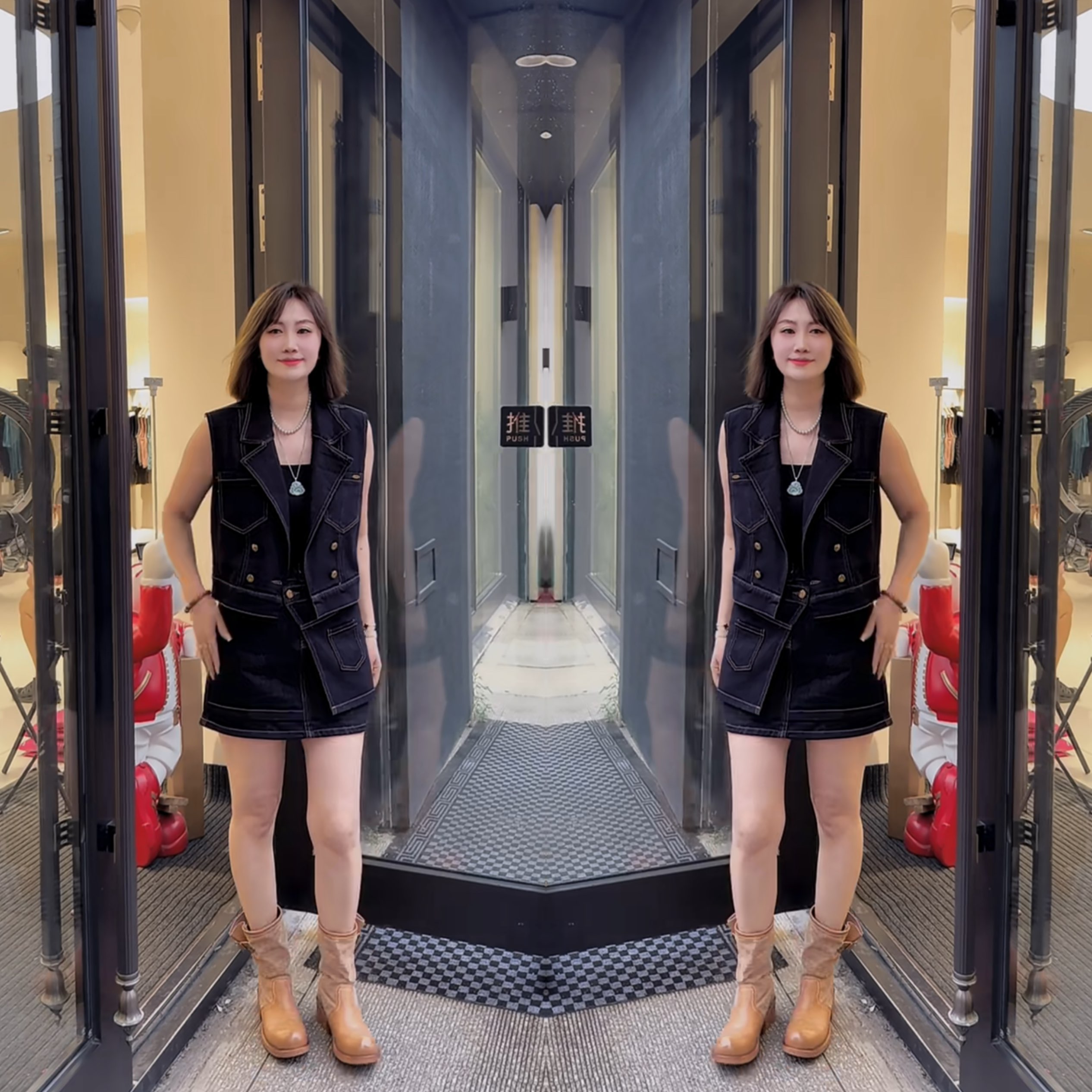 女装牛仔设计感无袖马甲短裙潮