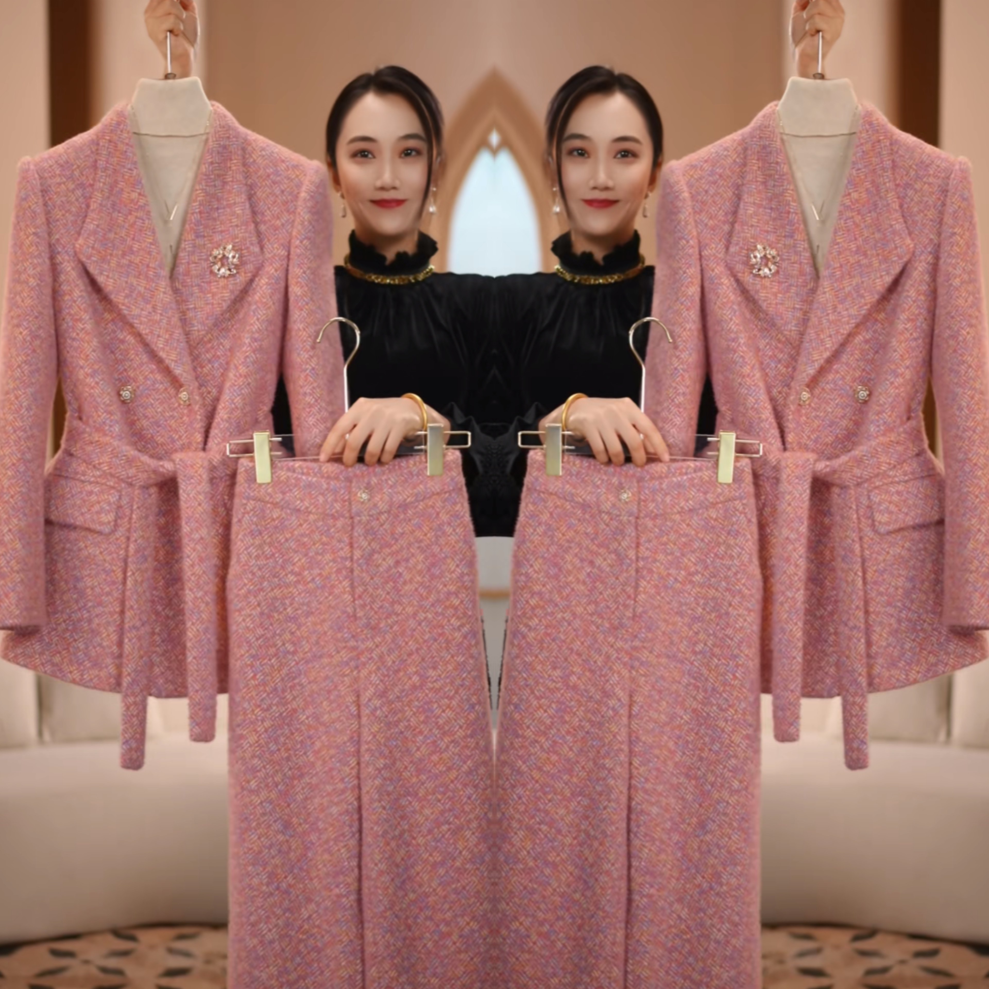 2026网红爆款粉色精美气质优雅垂感系带西服外套搭配垂感直筒裤女,女装/女士精品,上衣,淘宝优惠券,粉丝福利购,淘宝优惠卷