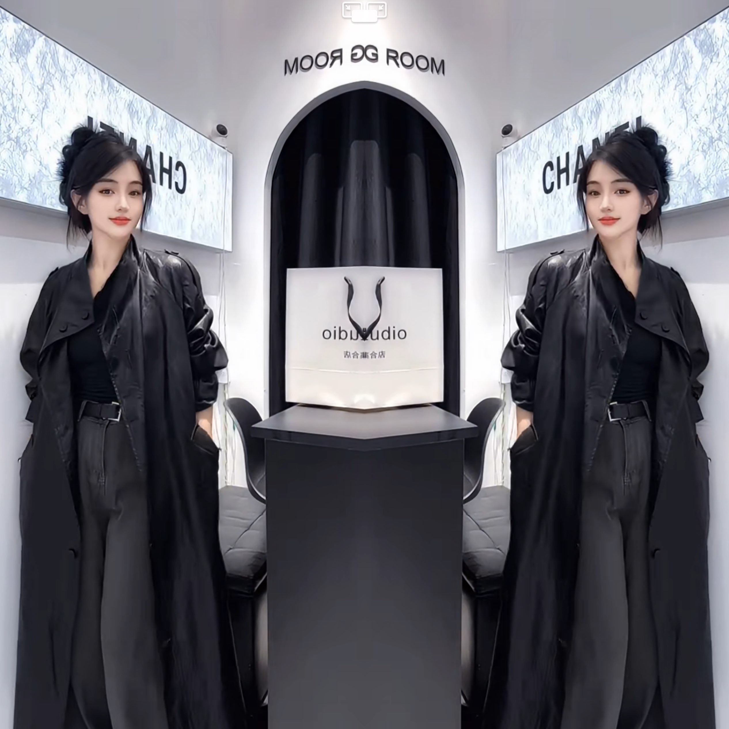 女神范长款系带收腰皮衣风衣外套