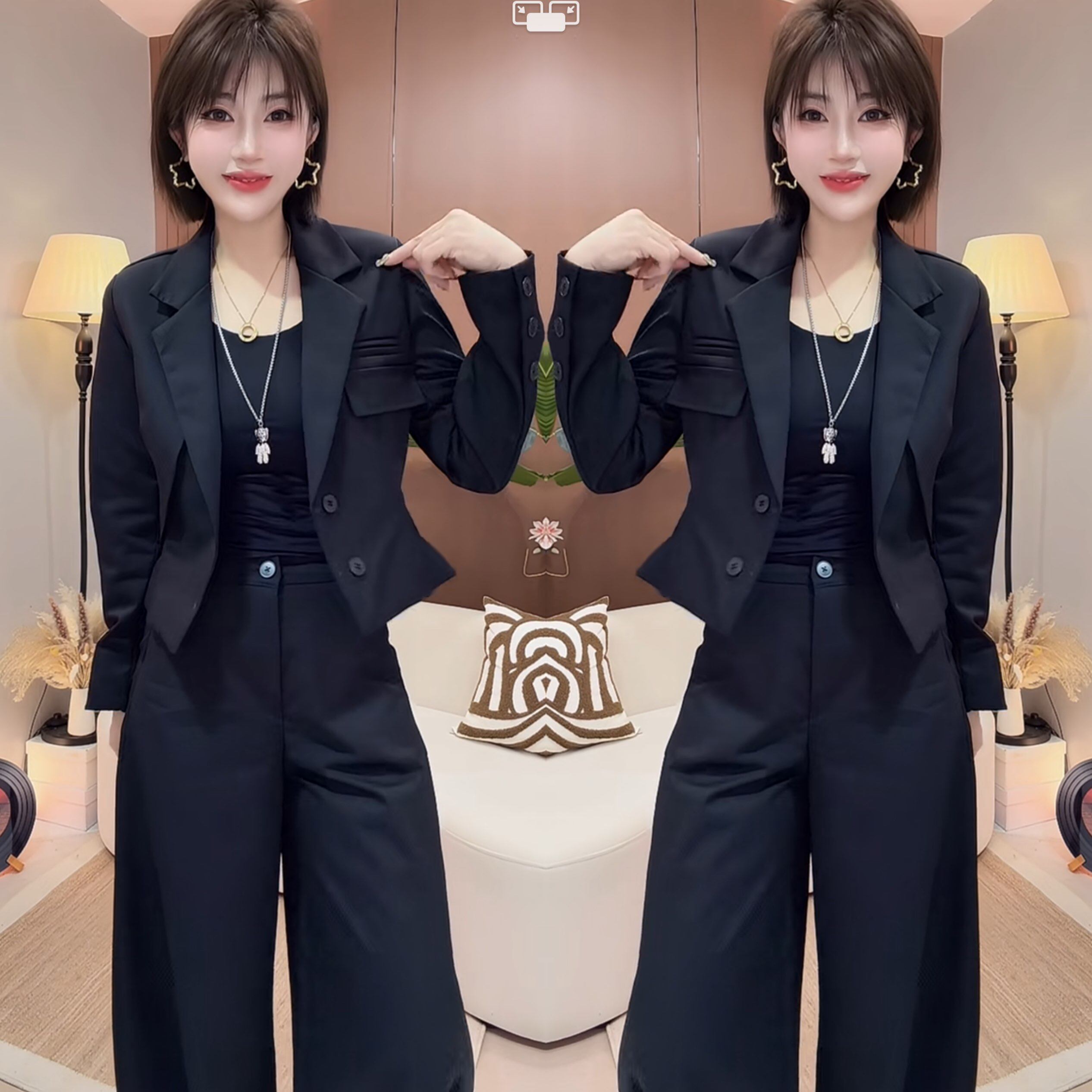 女装西装韩版欧货两件套外套裤子