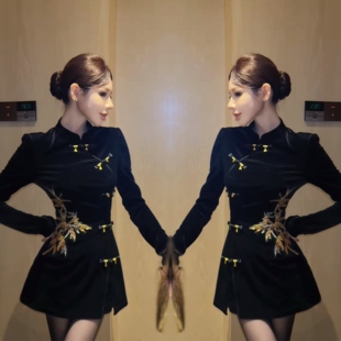 2026高端轻奢新中式网红爆款刺绣旗袍知性韵味上衣搭配短裤两件套