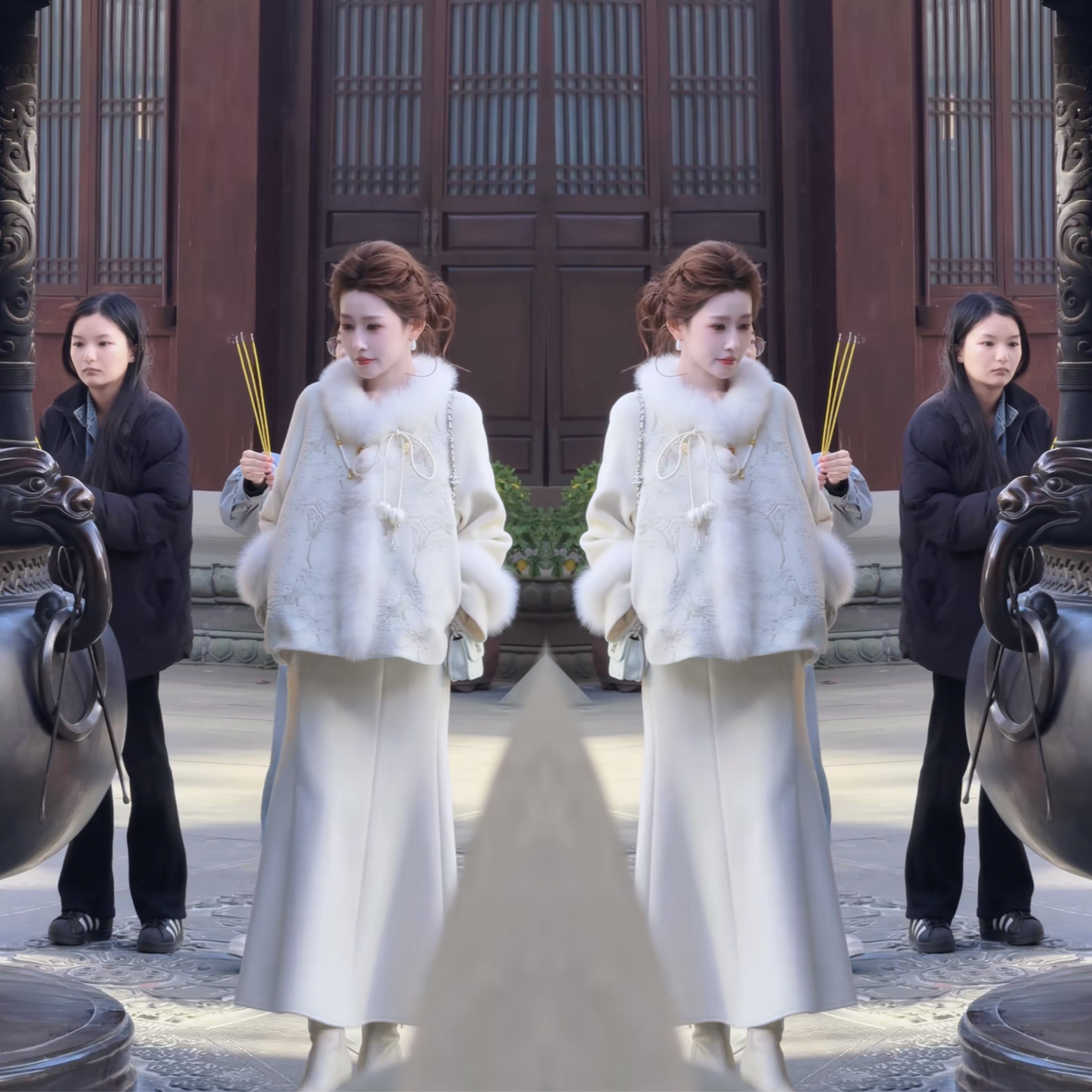 2026新中式国潮风刺绣毛领设计感上衣搭配半身裙恬静素雅两件套女,女装/女士精品,上衣,淘宝优惠券,粉丝福利购,淘宝优惠卷