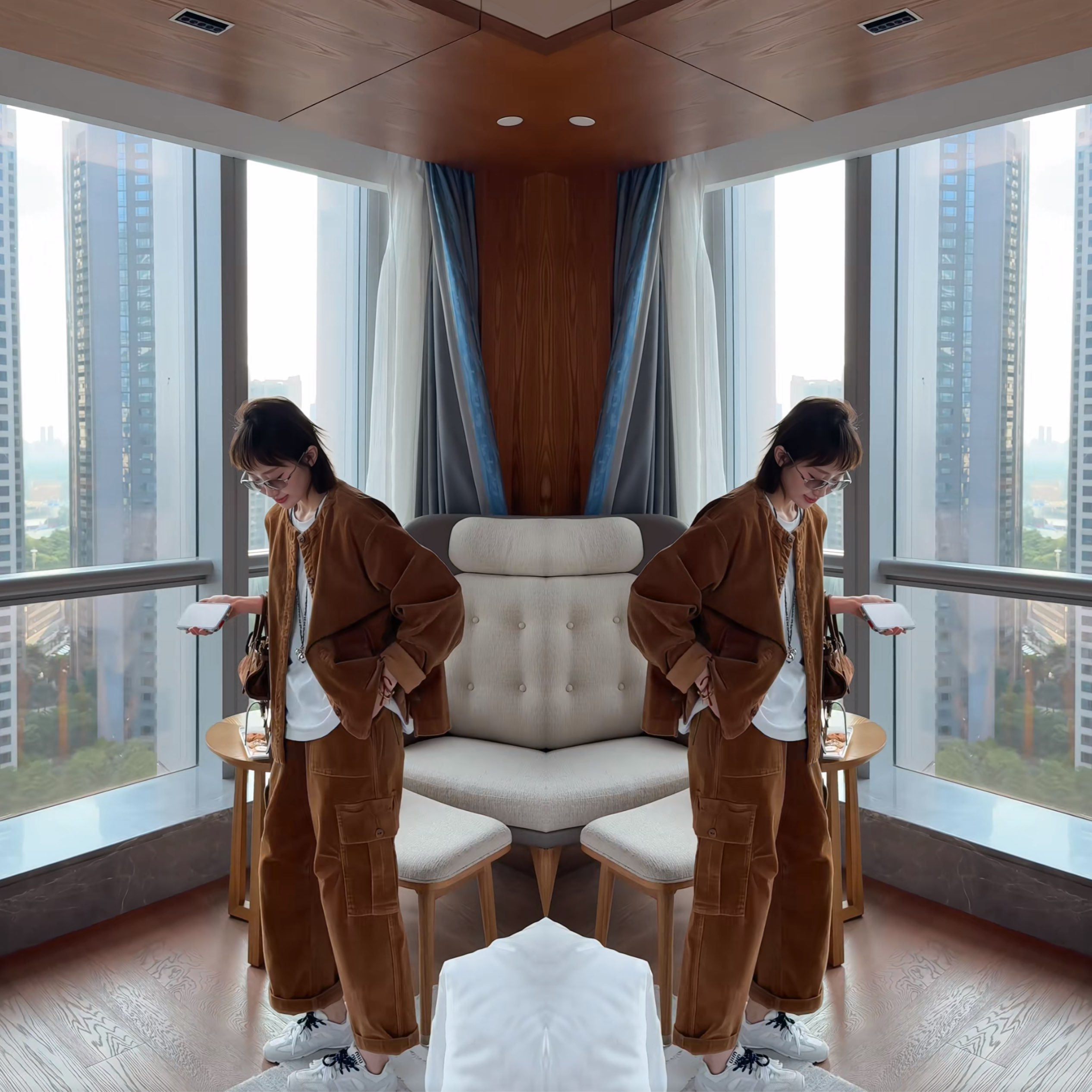 轻奢两件套秋季外套搭配高腰裤子