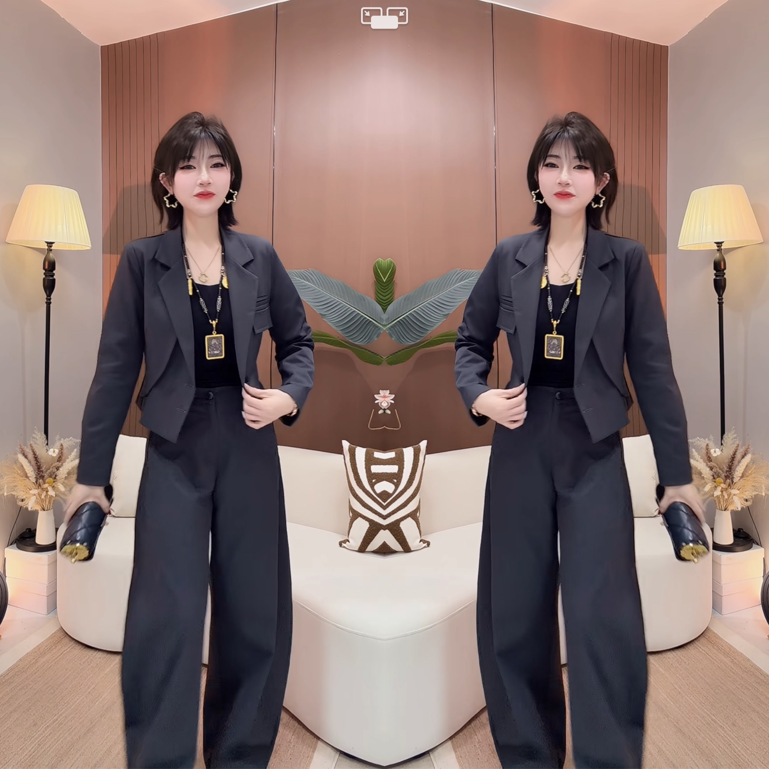 西装轻奢女装两件套外套搭配裤子