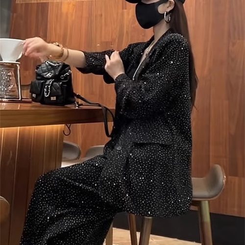 气质轻熟宽松西服时髦阔腿裤