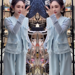 网红爆款春季纯色清新脱俗可爱俏皮香风蕾丝边外套打底直筒裤穿搭