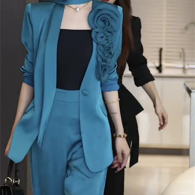 办公职业气质高贵西服阔腿裤