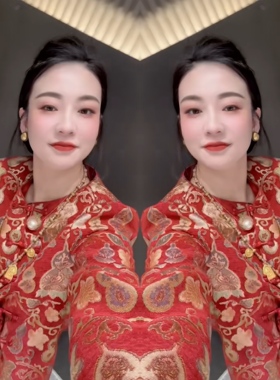 国潮风红色提花文艺复古网红爆款炸街长袖精美打底衫2025冬季穿搭