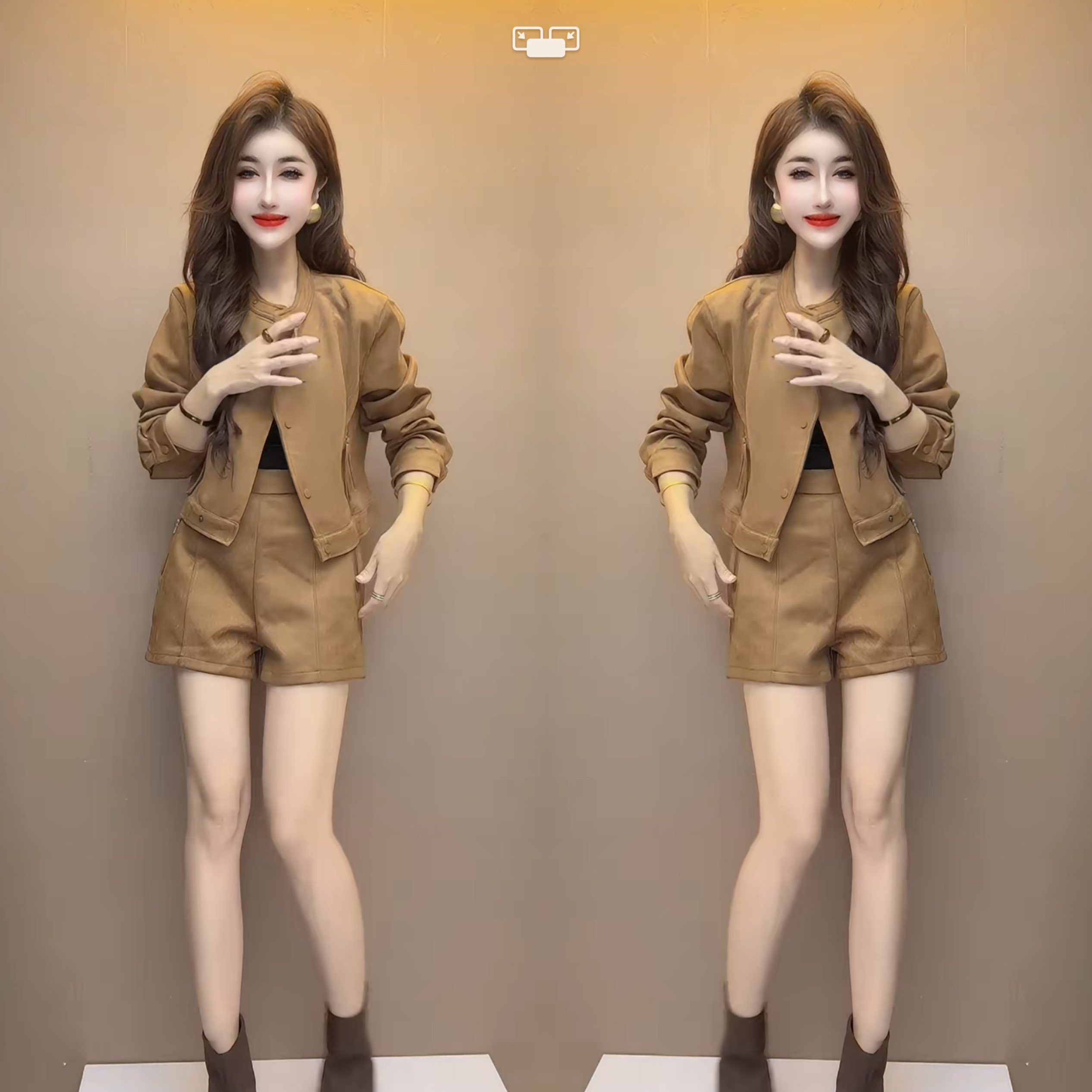 休闲洋气女装短款外套搭配短裙潮