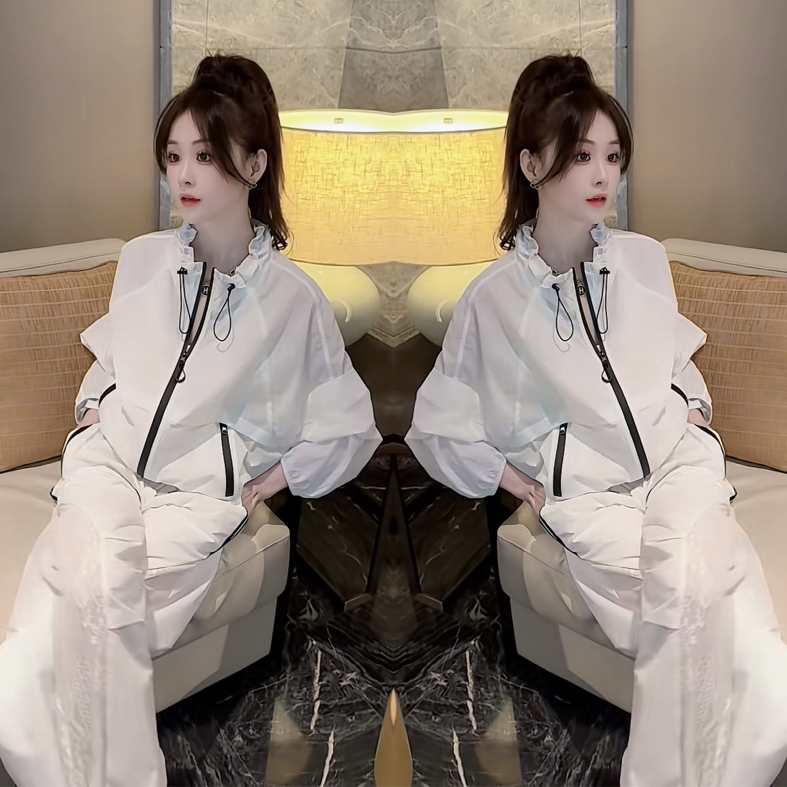 休闲夏季蕾丝边外套搭配显瘦裤子