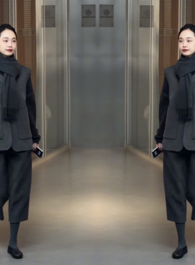 法式轻奢2025净版简约气质灰色小众职业风马甲搭配高腰垂感七分裤