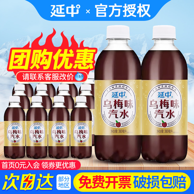 上海延中乌梅汁380ml*12瓶夏盐汽水降温解暑碳酸汽水饮料整箱包邮