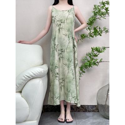 【山雾竹影】春夏碎花时尚宽松气质吊带连衣裙女宽松（活动款）