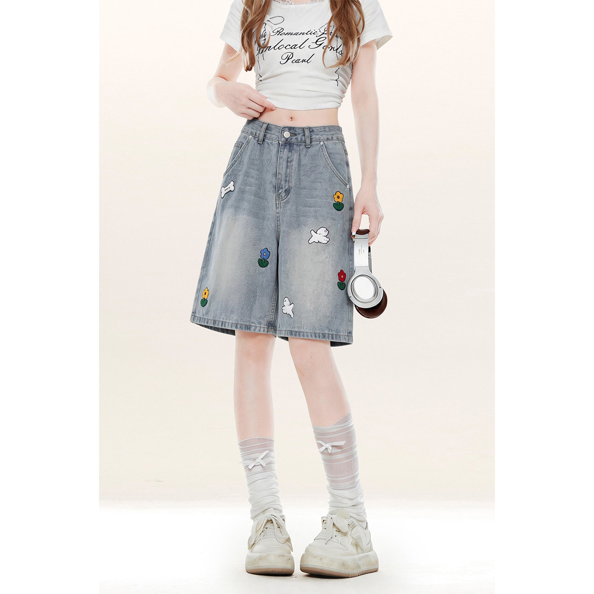 自然涩韩系少女薄款牛仔短裤女士夏季新款小个子宽松百搭五分裤子