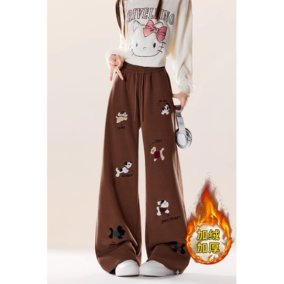 卡通小狗刺绣休闲裤女2025秋季