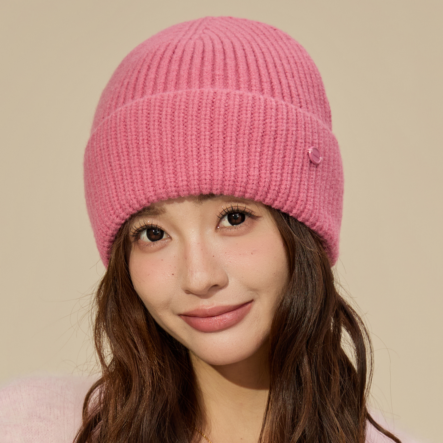 粉色保暖针织毛线帽子围巾手套三件套女秋冬季加厚韩系氛围感围脖