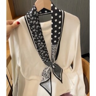 系脖小领巾绑包 衬衫 腰果波点长条丝巾女腰带2025新款 高级感搭西装