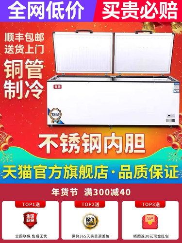 妮雪不锈钢内胆卧式冰箱冷柜商用