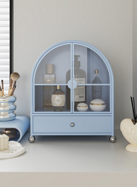 卫生间化妆品收纳柜多巴胺落地置物架桌面小型铁皮抽屉式移动首饰