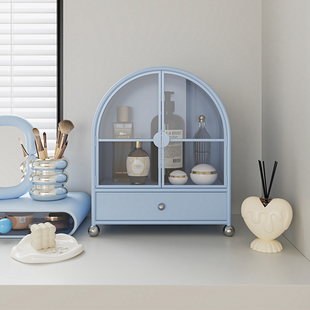 卫生间化妆品收纳柜多巴胺落地置物架桌面小型铁皮抽屉式 移动首饰