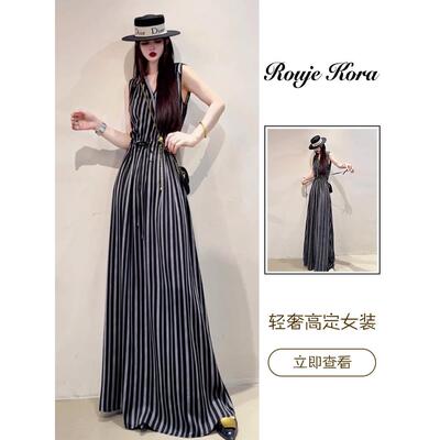Rouje Kora韩系加长款及踝连衣裙女夏季高级感宽松大码高个子长裙