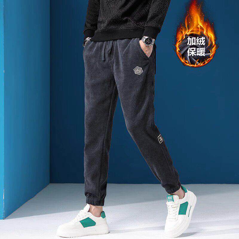 犇公子秋冬灯芯绒卫裤 加绒加厚修身束脚裤 美式休闲男款