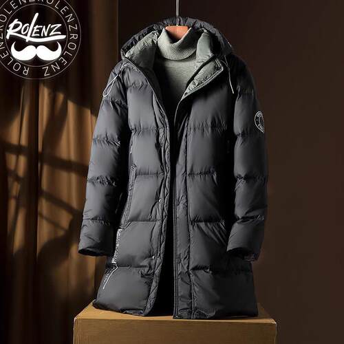 ROLENZ高端品牌冬90鹅绒中长款羽绒服男加厚保暖时尚防寒外套冬装
