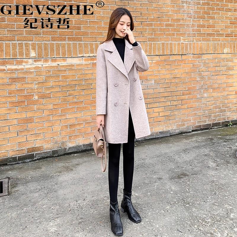 纪诗哲双面羊绒呢子大衣女2025秋冬季新款小个子中长款毛呢外套女