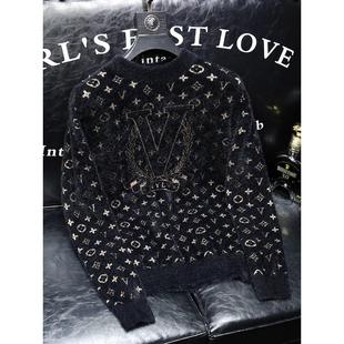 男士打底衫秋冬高级感轻奢潮流时尚长袖加厚保暖彷水貂绒毛衣男款