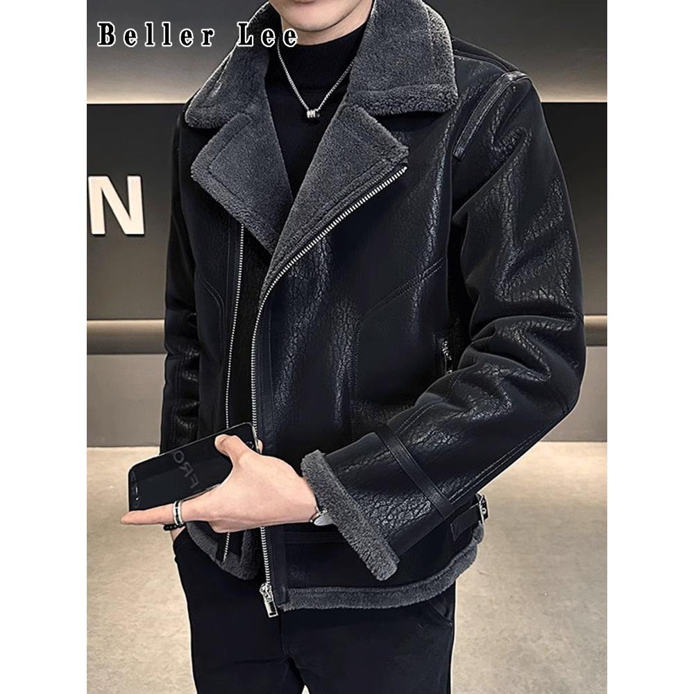 BellerLee 皮毛一体保暖皮衣男士高品质皮夹克潮流休闲冬季外套